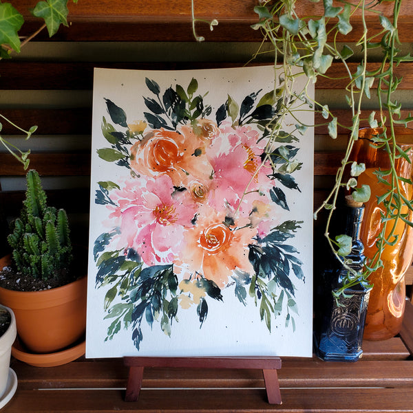 Pink Peonies Wall Art | Watercolor Print