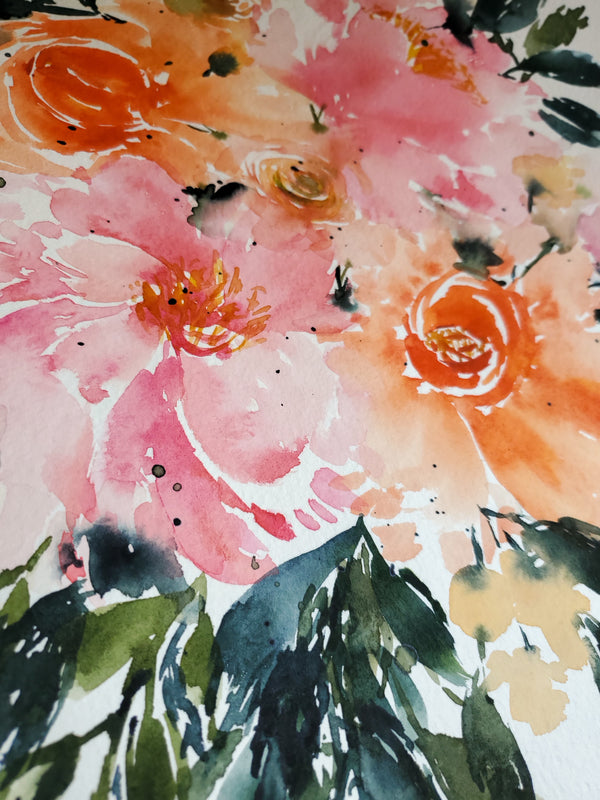 Pink Peonies Wall Art | Watercolor Print