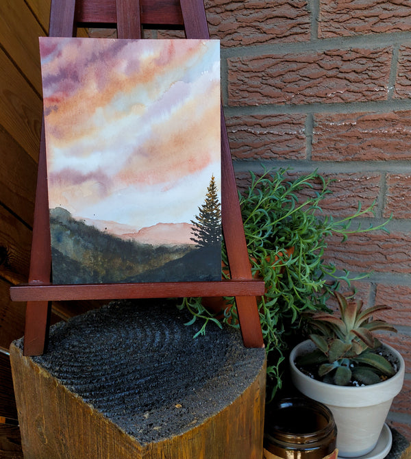 Great Smokey Mountains Sunset Wall Art | Watercolor Print