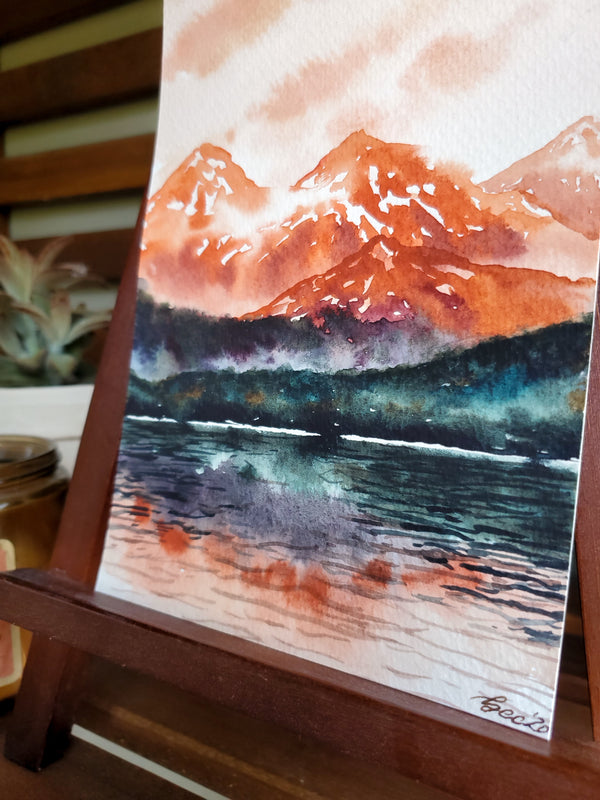 Rust Red Mountains National Park Wall Art | Watercolor Print