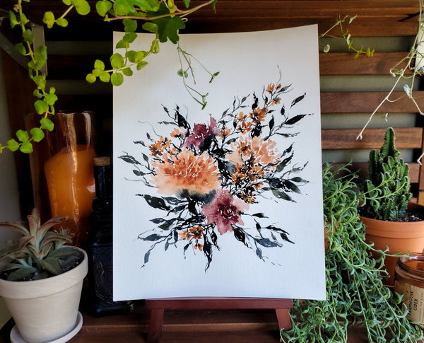 Moody Wildflowers Wall Art | Watercolor Print