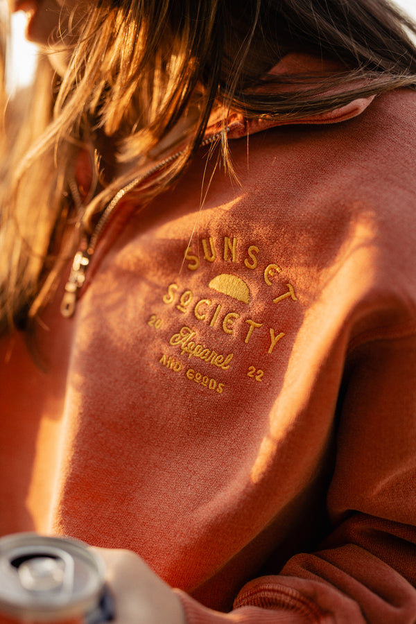 Sunset Society 1/4 Zip Sweatshirt | Red Afterglow