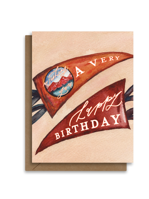 Camp Pennant Happy Birthday Greeting Card Single Card