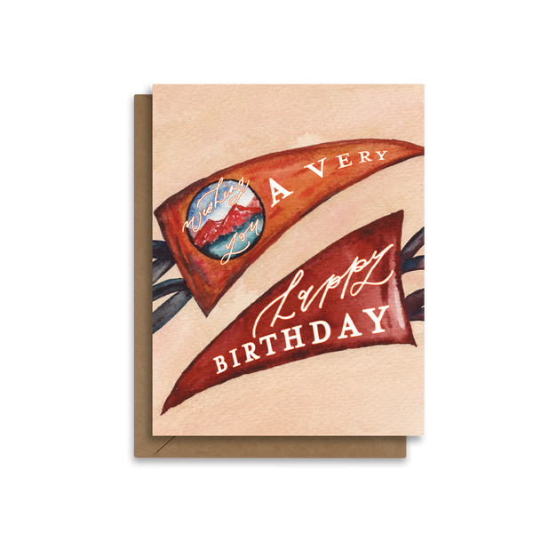 Camp Pennant Happy Birthday Greeting Card Single Card