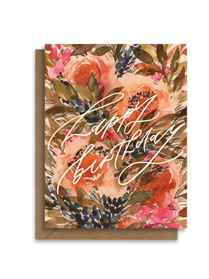 Wild Vintage Peony Florals | Happy Birthday Greeting Card