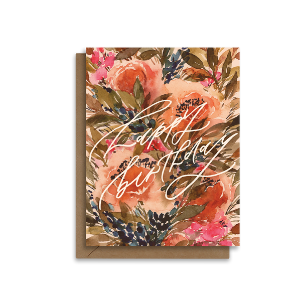 Wild Vintage Peony Florals | Happy Birthday Greeting Card