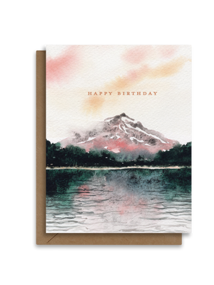 Happy Birthday | Painted Mountain Landscape | Greeting Card