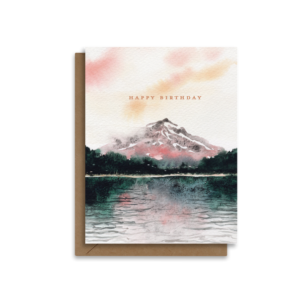 Happy Birthday | Painted Mountain Landscape | Greeting Card