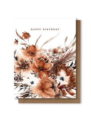 Happy Birthday | Boho Rust Dried Floral Greeting Card