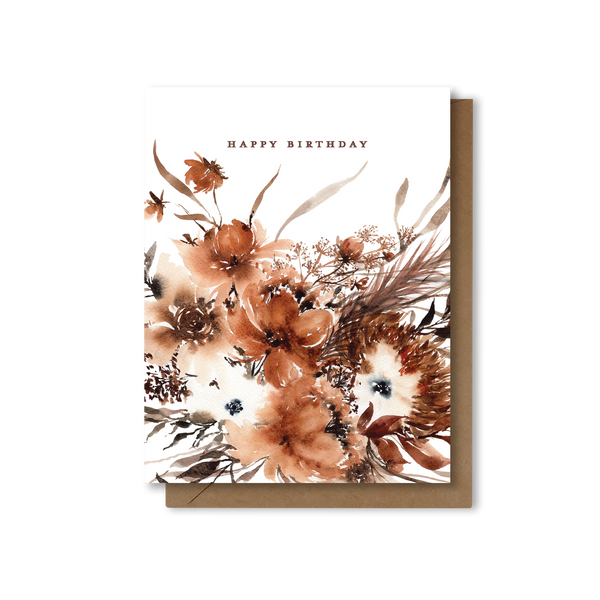 Happy Birthday | Boho Rust Dried Floral Greeting Card