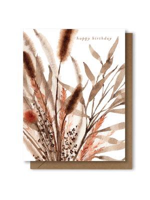 Happy Birthday | Rust Dried Floral Palm Greeting Card