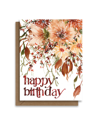 Happy Birthday | Warm Retro Florals Greeting Card