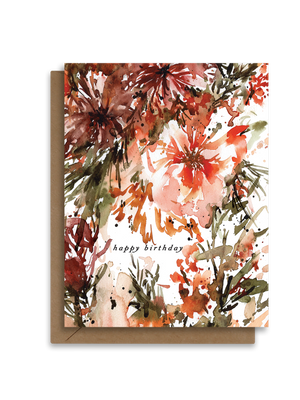 Happy Birthday | Colourful Painted Flowers | Greeting Card