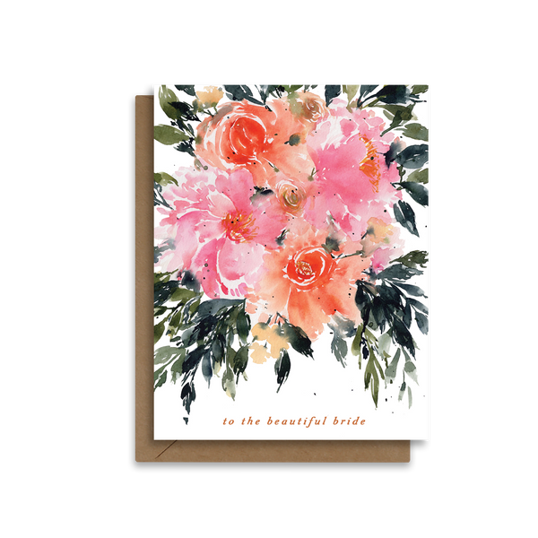 To the Beautiful Bride | Pink Peonies | Greeting Card