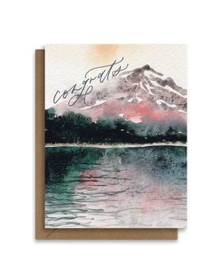 Congrats | Painted Watercolor Mountain Greeting Card