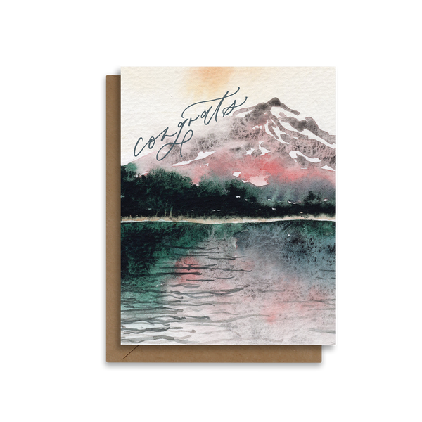 Congrats | Painted Watercolor Mountain Greeting Card