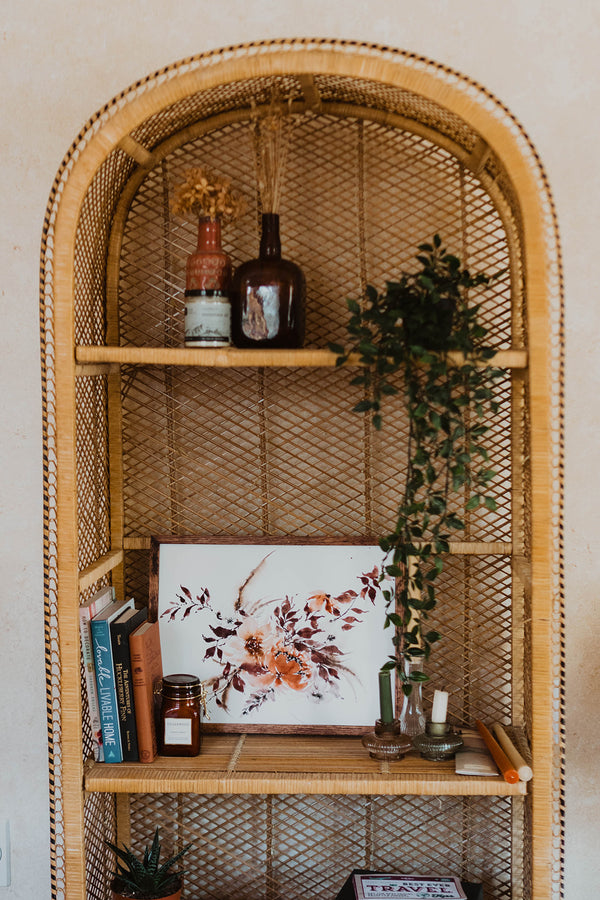 Burgundy Rust Dried Floral Wall Art | Watercolor Print