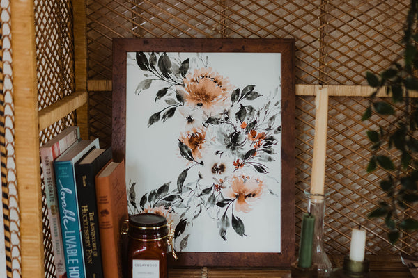 Fall Halloween Floral Wall Art | Watercolor Print