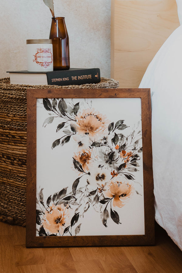 Fall Halloween Floral Wall Art | Watercolor Print