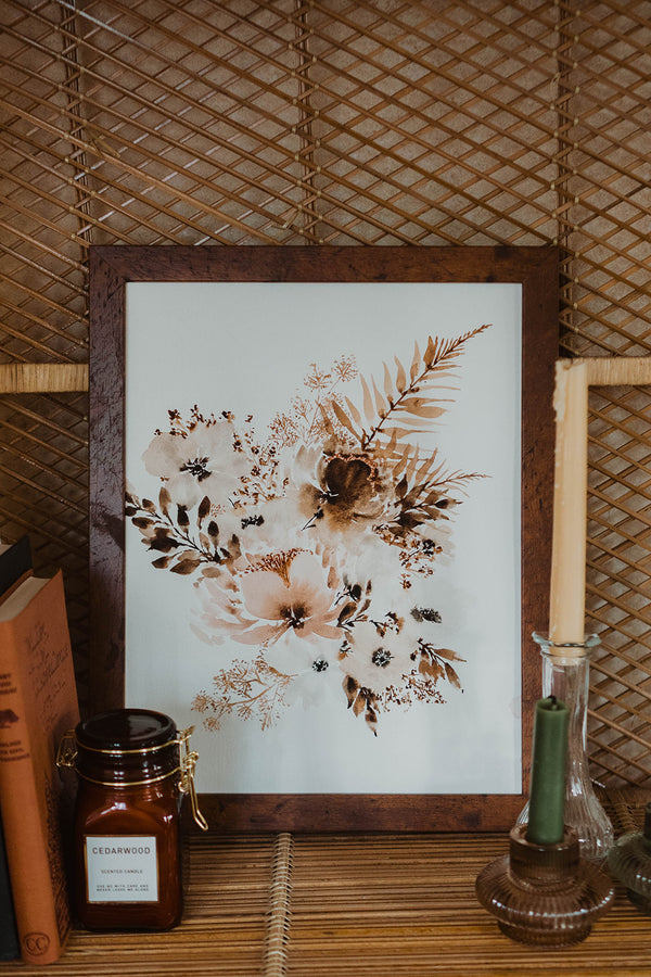 Minimalist Neutral Nursery Floral Wall Art | Watercolor Print