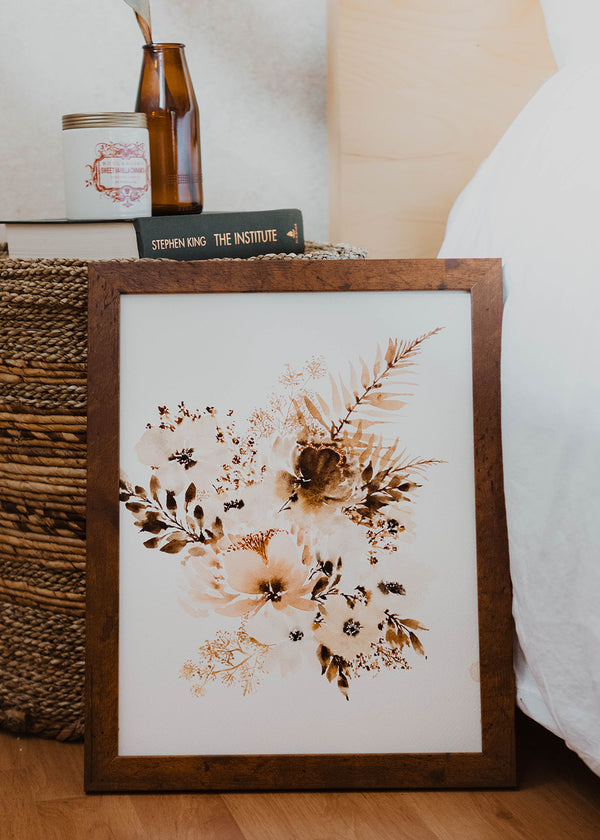 Minimalist Neutral Nursery Floral Wall Art | Watercolor Print