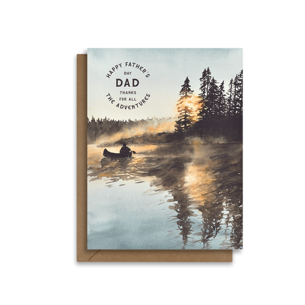 Happy Father's Day Dad | Thanks for the Adventures | Lake Sunset Greeting Card