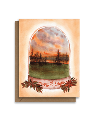 Merry & Bright | Watercolor Snowglobe Christmas Card