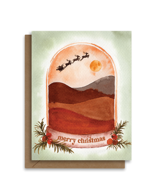 Merry Christmas | Watercolor Snowglobe Christmas Card
