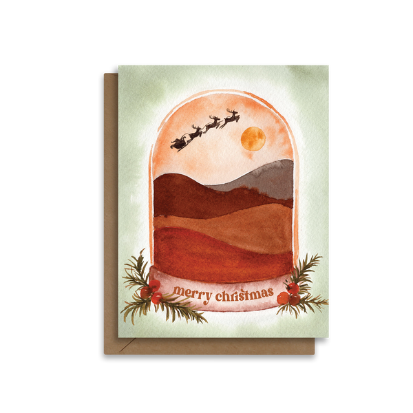 Merry Christmas | Watercolor Snowglobe Christmas Card