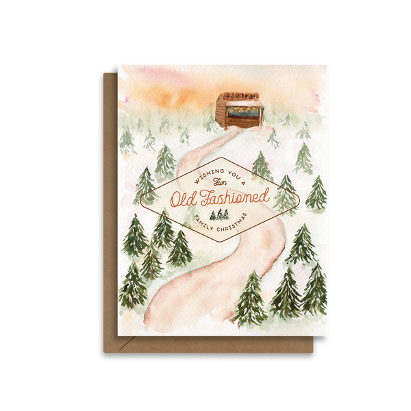 Fun Old-Fashioned Family Christmas | Tree Farm Holiday Card