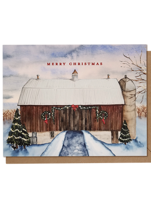 Merry Christmas Farm Country Barn | Holiday Card