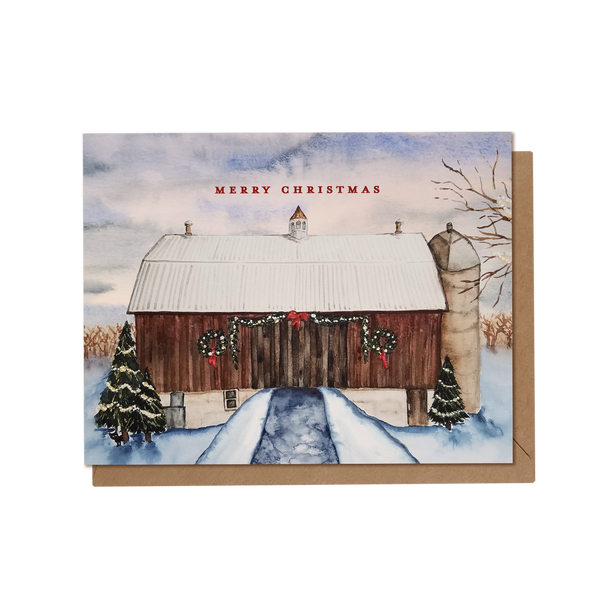 Merry Christmas Farm Country Barn | Holiday Card