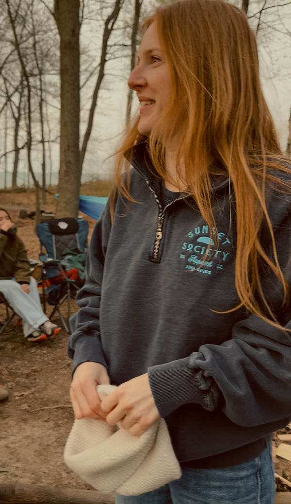Sunset Society 1/4 Zip Sweatshirt | Navy