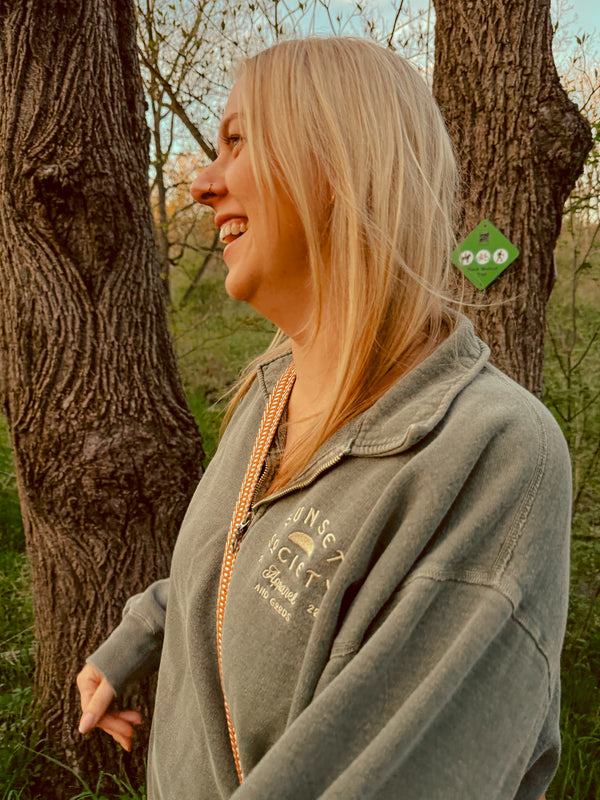 Sunset Society 1/4 Zip Sweatshirt | Green Daydream
