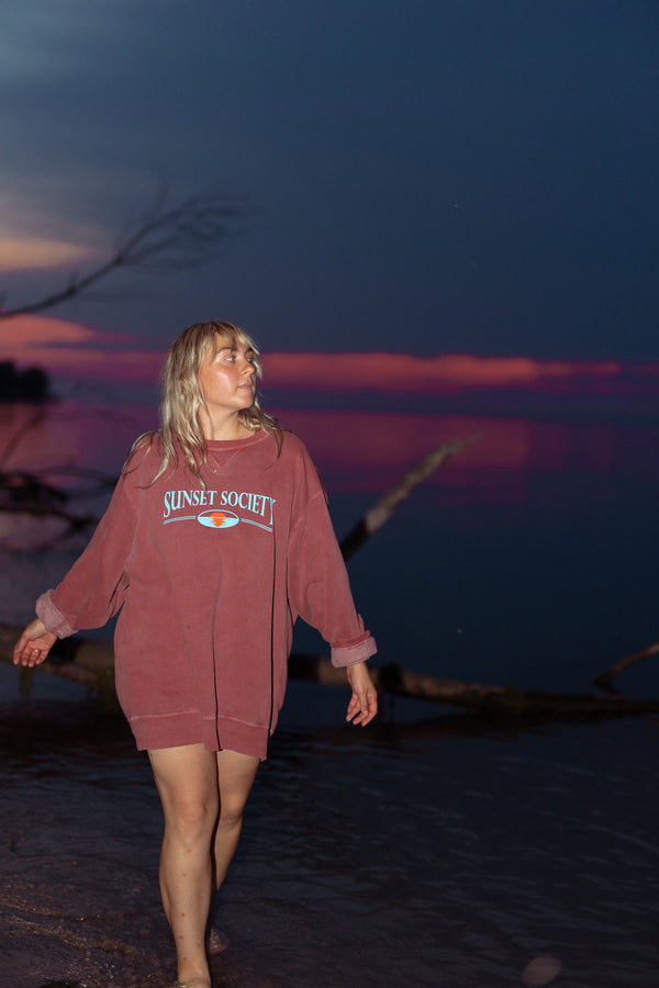 Sunset Society Crewneck - Red Afterglow