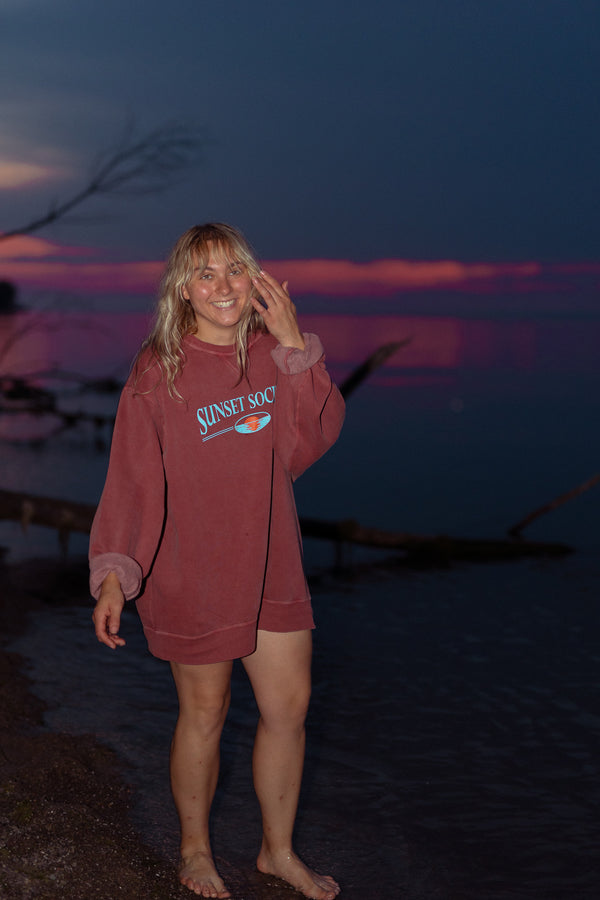 Sunset Society Crewneck - Red Afterglow