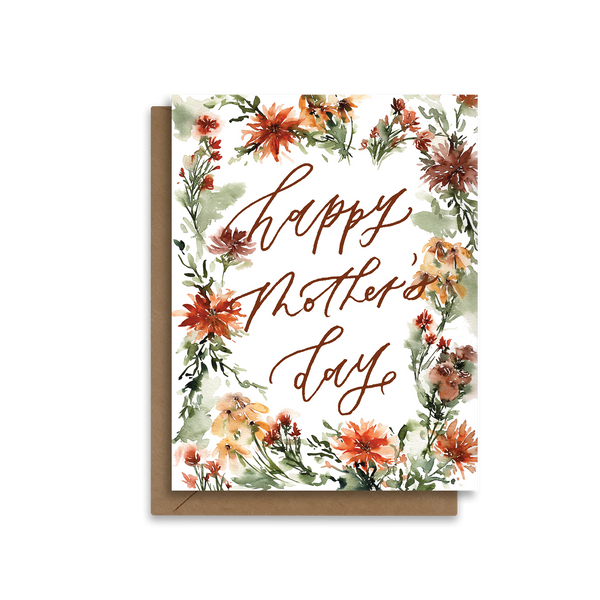 Happy Mother's Day | Retro Painted Wildflowers | Greeting Card