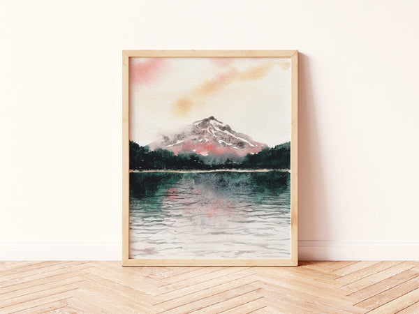 Mountain Lake Landscape Wall Art No.2 | Watercolor Print
