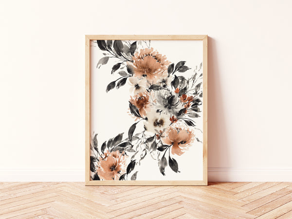 Fall Halloween Floral Wall Art | Watercolor Print
