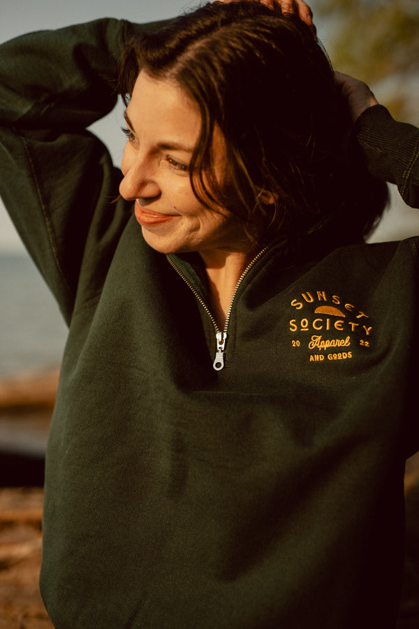 Sunset Society 1/4 Zip Sweatshirt | Sublime Pine S