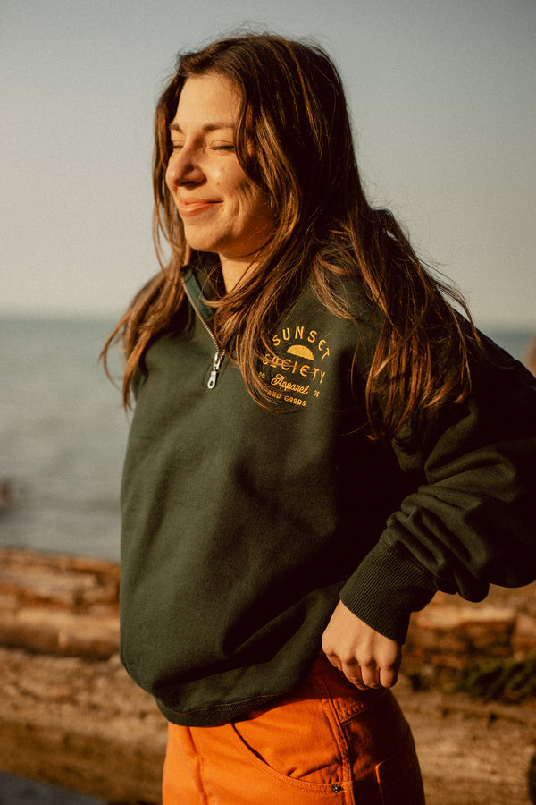 Sunset Society 1/4 Zip Sweatshirt | Sublime Pine S