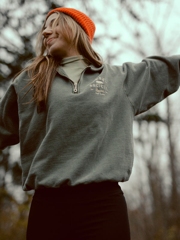 Sunset Society 1/4 Zip Sweatshirt | Green Daydream S