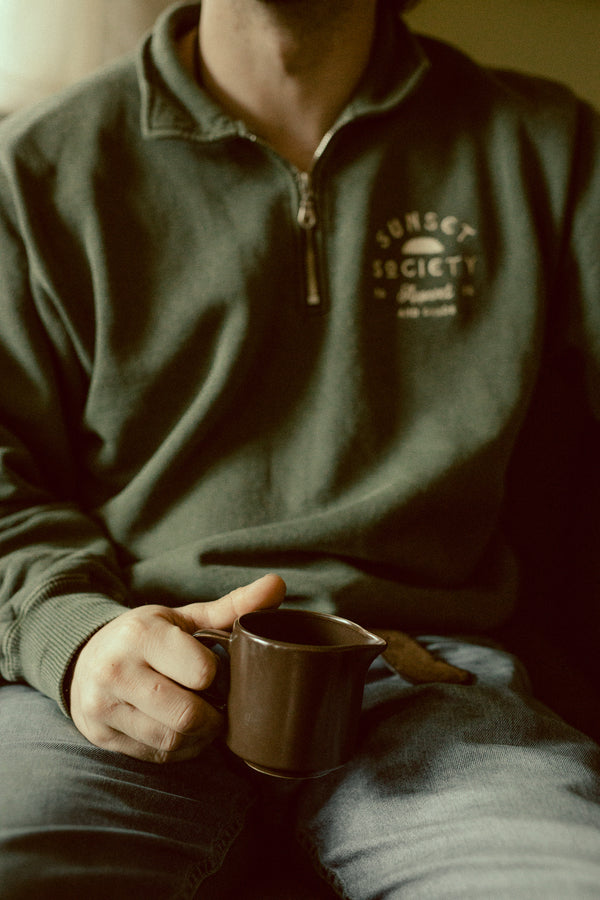 Sunset Society 1/4 Zip Sweatshirt | Green Daydream S