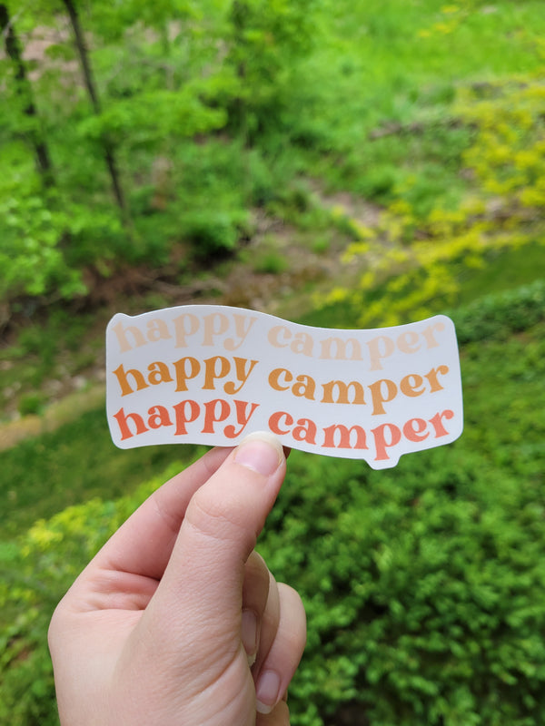 Happy Camper | Vinyl Sticker Cream (text on cream)