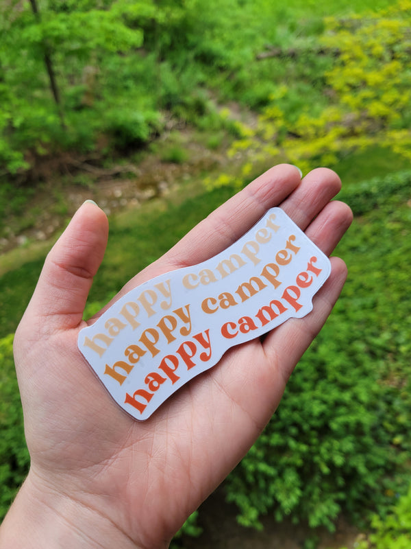 Happy Camper | Vinyl Sticker Cream (text on cream)