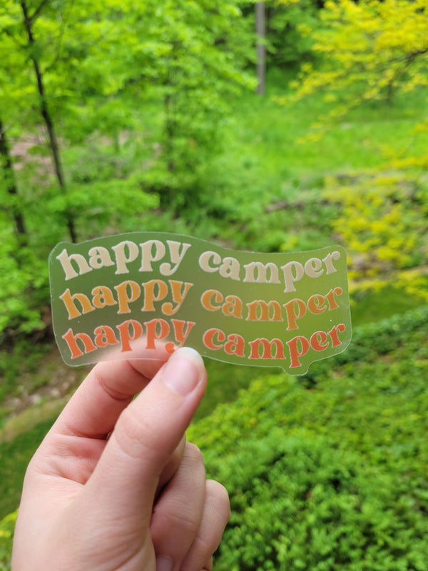 Happy Camper | Vinyl Sticker Transparent (text on clear)