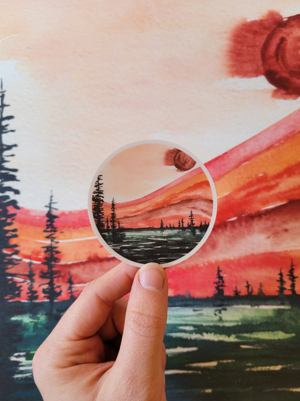 Retro Rainbow Circle | Vinyl Sticker