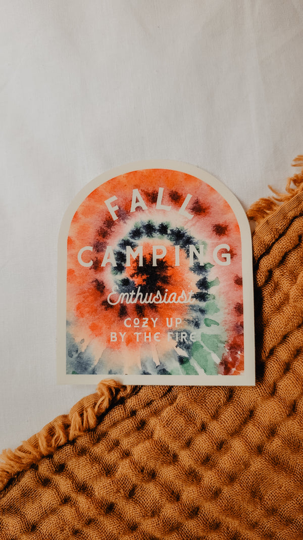 Fall Camping Enthusiast | Tie Dye Vinyl Sticker
