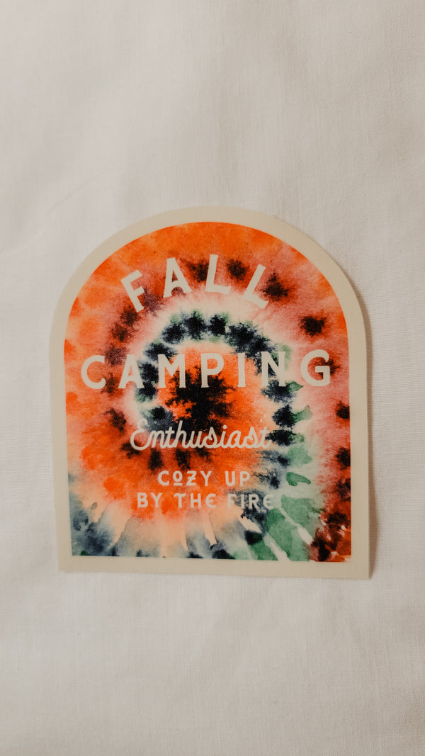 Fall Camping Enthusiast | Tie Dye Vinyl Sticker