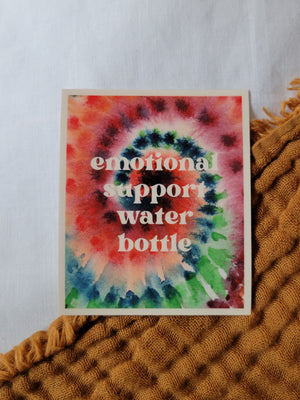 Emotional Support Water Bottle | Tie Dye Vinyl Sticker